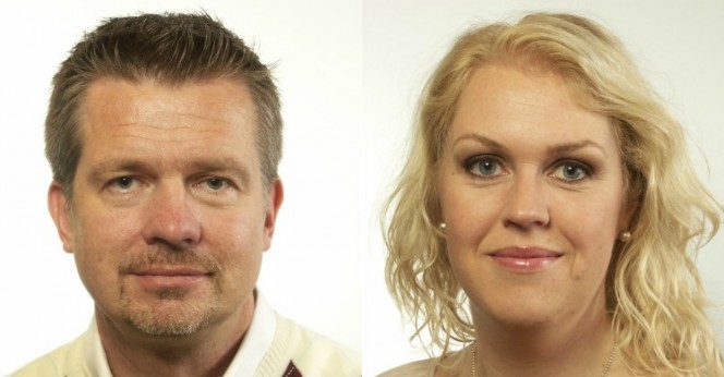 Bild: Riksdagen Per Ramshorn (SD) och Lena Hallengren (S).