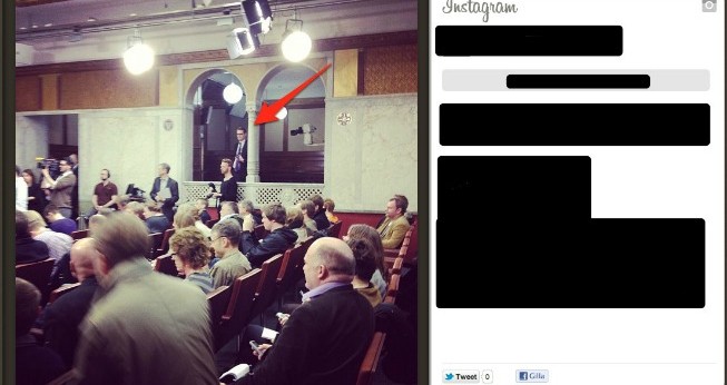 Per Schlingmann i kulisserna vid Sten Tolgfors avgång. Bild: Skärmdump från http://web.stagram.com/