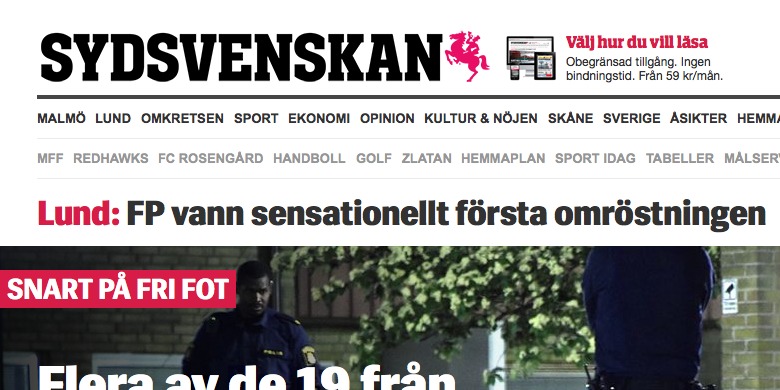 Bild: Skärmdump sydsvenskan.se