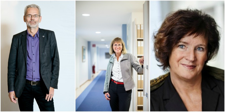 If Metalls ordförande Anders Ferbe, Medlingsinstitutets generaldirektör Carina Gunnarsson och Kommunals ordförande Annelie Nordström. Bild: Denny Lorentzen/Niklas Björling/Fredrik Sandin Carlson