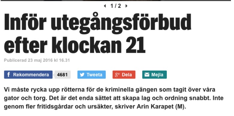 Skärmdump från expressen.se