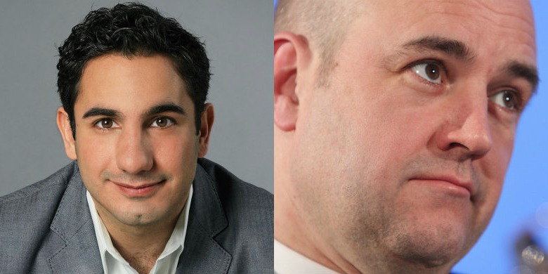 Civilminister Ardalan Shekarabi (S) och tidigare statsminister Fredrik Reinfeldt (M).