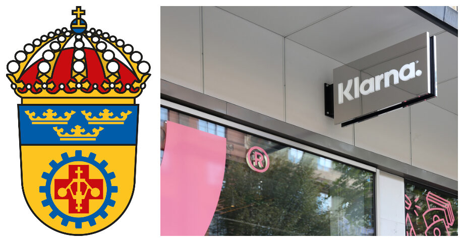 Arbetsmiljöverkets logga och en Klarna-skylt