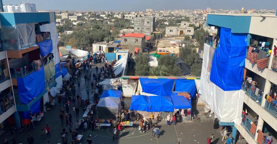 Al-Salaam Preparatory School som FN-organisationen UNRWA gjort om till flyktingläger.