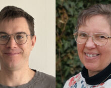 Två porträttfoton i ett kollage, till höger ett ansikte av en man med glasögong, till vänster en kvinna med glasögon.